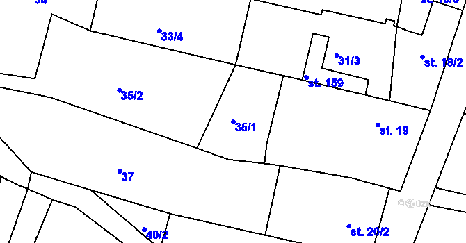 Parcela st. 35/1 v KÚ Jasenice u Valašského Meziříčí, Katastrální mapa