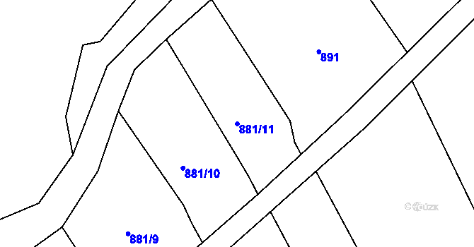 Parcela st. 881/11 v KÚ Jasenice u Valašského Meziříčí, Katastrální mapa