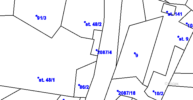 Parcela st. 2087/4 v KÚ Jasenice u Valašského Meziříčí, Katastrální mapa