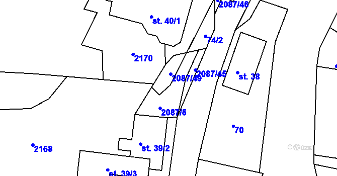 Parcela st. 2087/5 v KÚ Jasenice u Valašského Meziříčí, Katastrální mapa