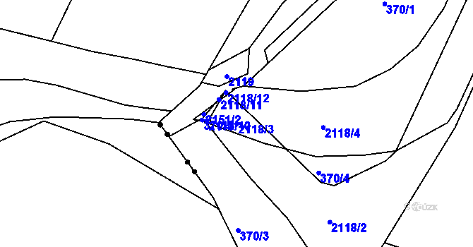 Parcela st. 2118/3 v KÚ Jasenice u Valašského Meziříčí, Katastrální mapa