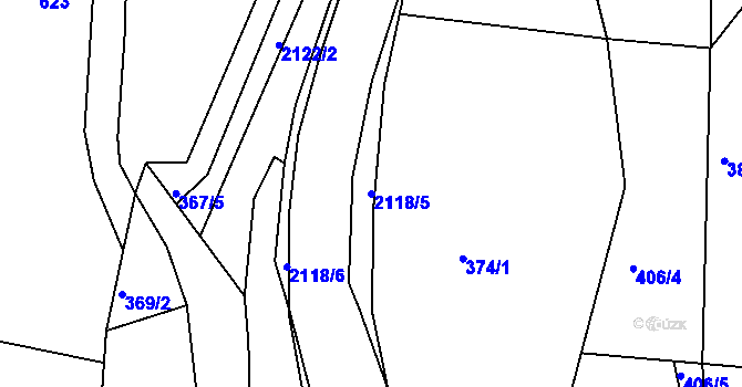 Parcela st. 2118/5 v KÚ Jasenice u Valašského Meziříčí, Katastrální mapa
