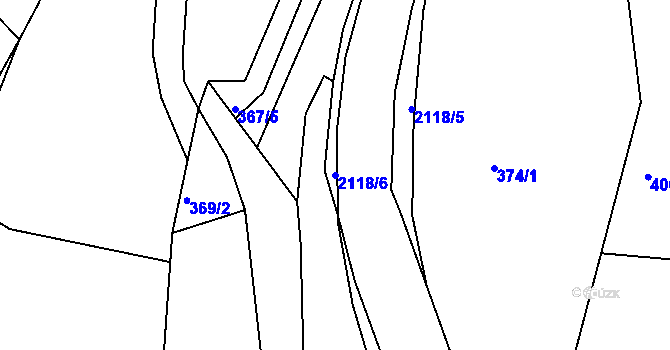 Parcela st. 2118/6 v KÚ Jasenice u Valašského Meziříčí, Katastrální mapa