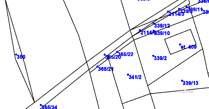 Parcela st. 365/20 v KÚ Jasenice u Valašského Meziříčí, Katastrální mapa