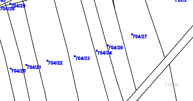 Parcela st. 704/24 v KÚ Jasenice u Valašského Meziříčí, Katastrální mapa