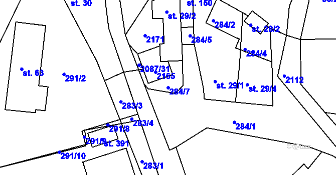 Parcela st. 284/7 v KÚ Jasenice u Valašského Meziříčí, Katastrální mapa