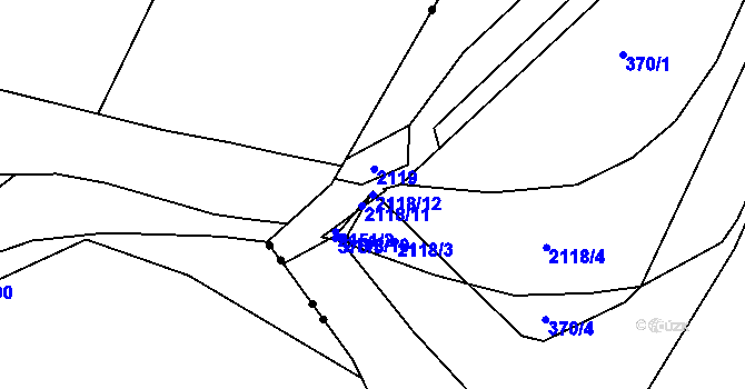 Parcela st. 2118/12 v KÚ Jasenice u Valašského Meziříčí, Katastrální mapa