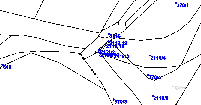 Parcela st. 2118/10 v KÚ Jasenice u Valašského Meziříčí, Katastrální mapa