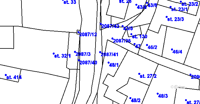 Parcela st. 2087/41 v KÚ Jasenice u Valašského Meziříčí, Katastrální mapa
