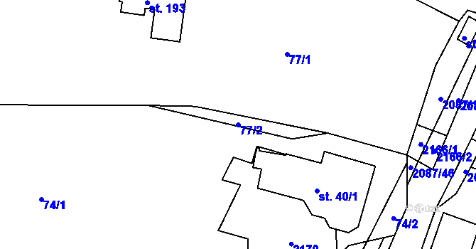 Parcela st. 77/2 v KÚ Jasenice u Valašského Meziříčí, Katastrální mapa