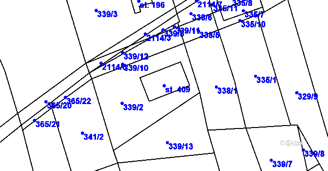 Parcela st. 409 v KÚ Jasenice u Valašského Meziříčí, Katastrální mapa