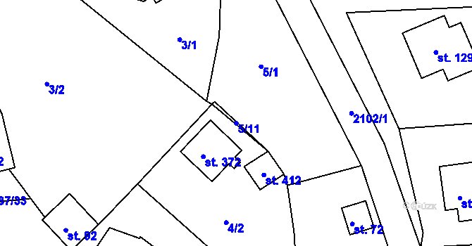 Parcela st. 5/11 v KÚ Jasenice u Valašského Meziříčí, Katastrální mapa