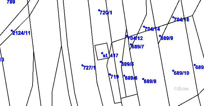 Parcela st. 417 v KÚ Jasenice u Valašského Meziříčí, Katastrální mapa