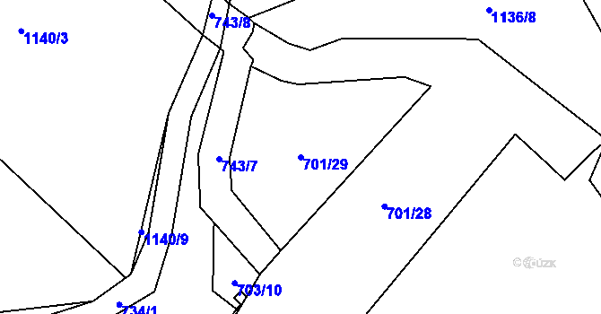 Parcela st. 701/29 v KÚ Jasenná, Katastrální mapa