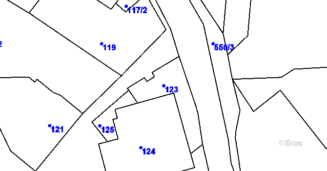 Parcela st. 123 v KÚ Jasenná, Katastrální mapa