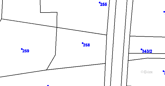 Parcela st. 258 v KÚ Jasenná, Katastrální mapa