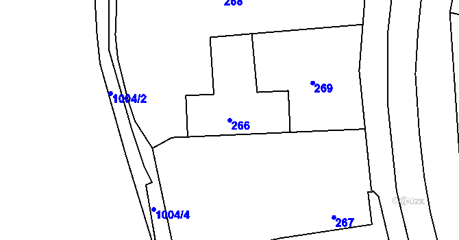 Parcela st. 266 v KÚ Jasenná, Katastrální mapa