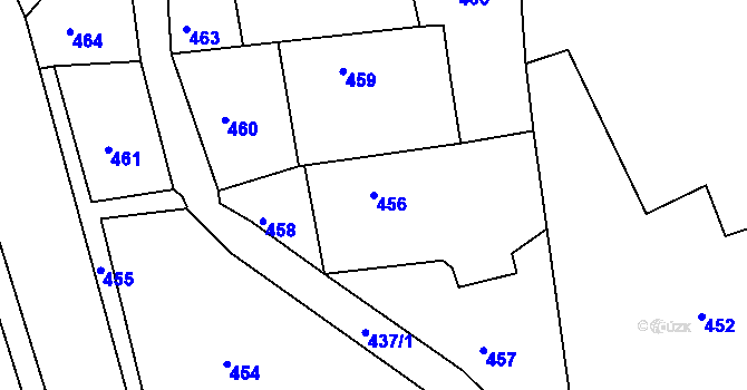 Parcela st. 456 v KÚ Jasenná, Katastrální mapa