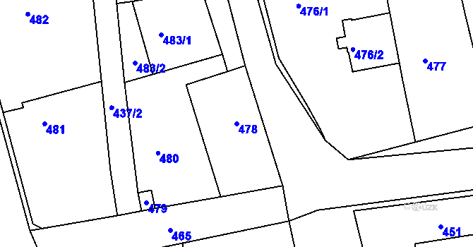 Parcela st. 478 v KÚ Jasenná, Katastrální mapa