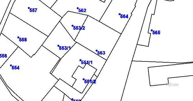 Parcela st. 563 v KÚ Jasenná, Katastrální mapa