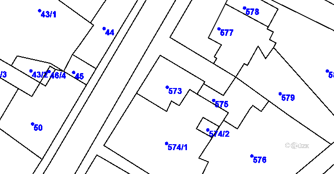 Parcela st. 573 v KÚ Jasenná, Katastrální mapa