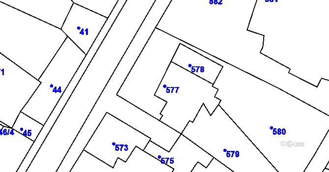 Parcela st. 577 v KÚ Jasenná, Katastrální mapa