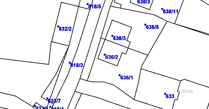 Parcela st. 636/2 v KÚ Jasenná, Katastrální mapa