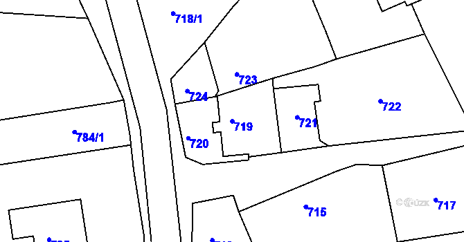 Parcela st. 719 v KÚ Jasenná, Katastrální mapa