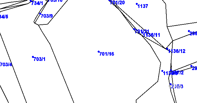 Parcela st. 701/16 v KÚ Jasenná, Katastrální mapa