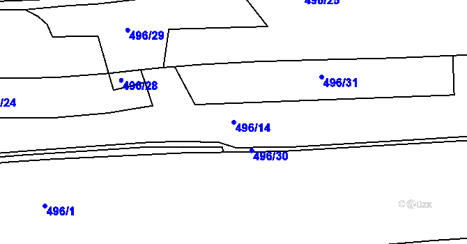 Parcela st. 496/14 v KÚ Jasenná, Katastrální mapa