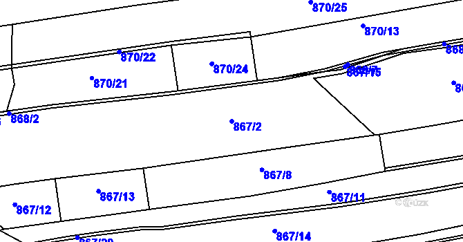 Parcela st. 867/2 v KÚ Jasenná, Katastrální mapa