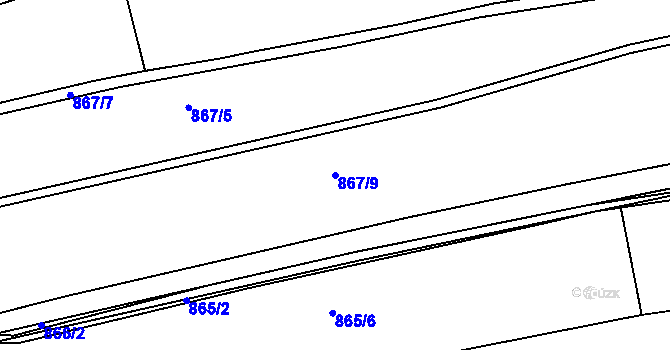 Parcela st. 867/9 v KÚ Jasenná, Katastrální mapa