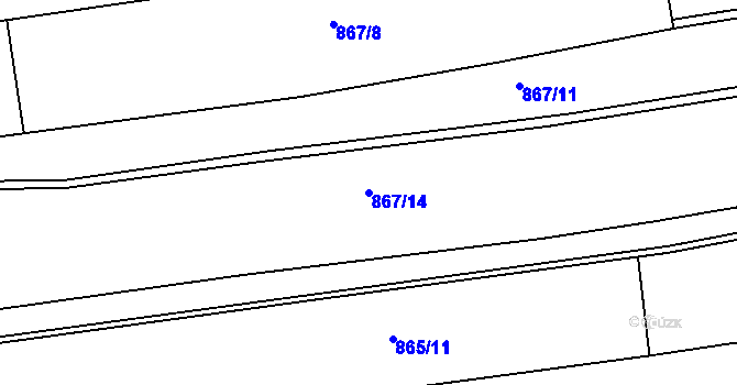 Parcela st. 867/14 v KÚ Jasenná, Katastrální mapa