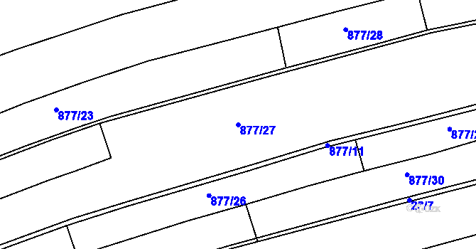 Parcela st. 877/27 v KÚ Jasenná, Katastrální mapa