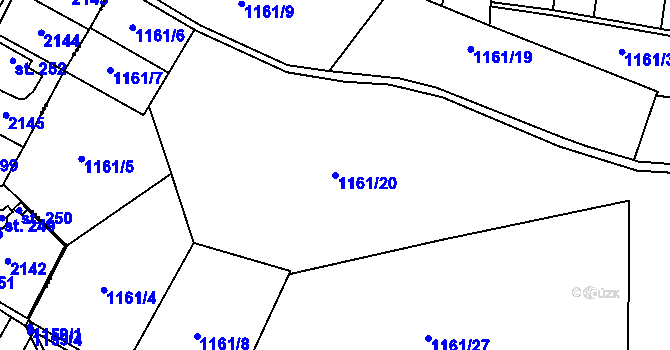 Parcela st. 1161/20 v KÚ Jasenná, Katastrální mapa