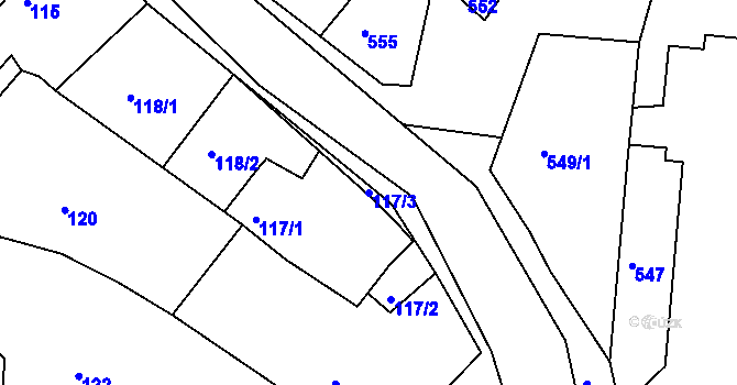 Parcela st. 117/3 v KÚ Jasenná, Katastrální mapa