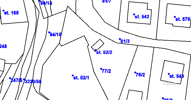 Parcela st. 52/2 v KÚ Jasenná na Moravě, Katastrální mapa