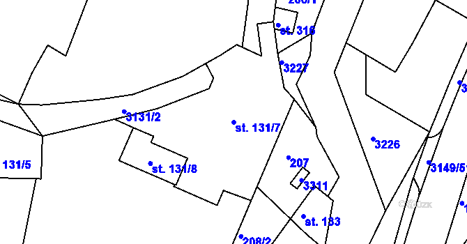 Parcela st. 131/7 v KÚ Jasenná na Moravě, Katastrální mapa