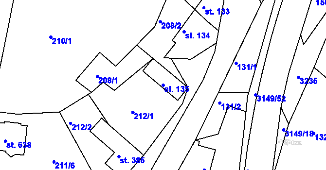 Parcela st. 135 v KÚ Jasenná na Moravě, Katastrální mapa