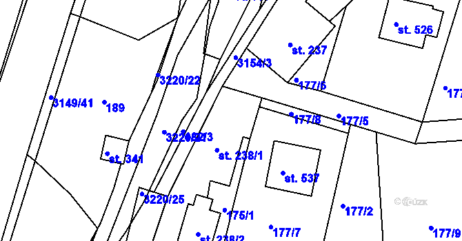 Parcela st. 238 v KÚ Jasenná na Moravě, Katastrální mapa