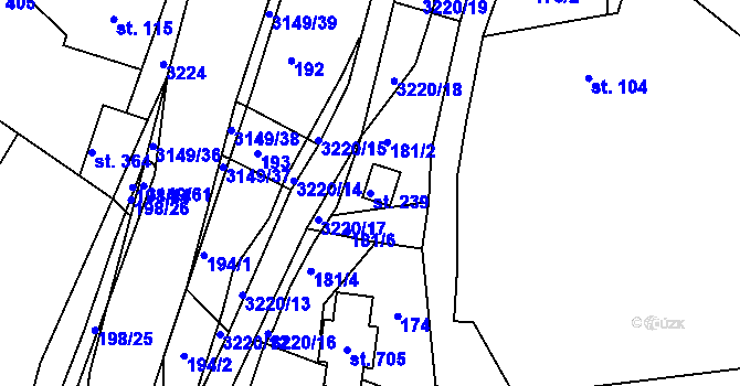 Parcela st. 239 v KÚ Jasenná na Moravě, Katastrální mapa