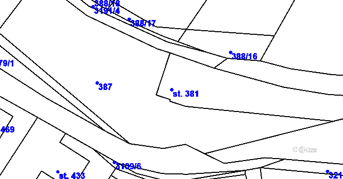 Parcela st. 381 v KÚ Jasenná na Moravě, Katastrální mapa