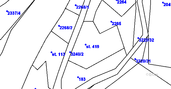 Parcela st. 419 v KÚ Jasenná na Moravě, Katastrální mapa
