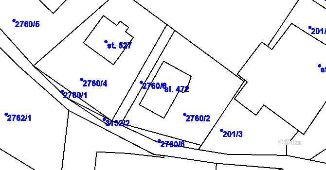 Parcela st. 472 v KÚ Jasenná na Moravě, Katastrální mapa