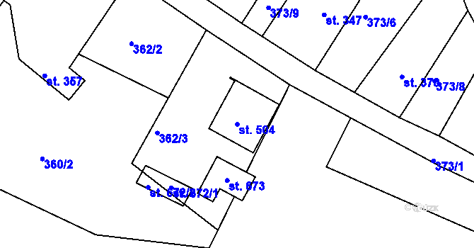 Parcela st. 504 v KÚ Jasenná na Moravě, Katastrální mapa