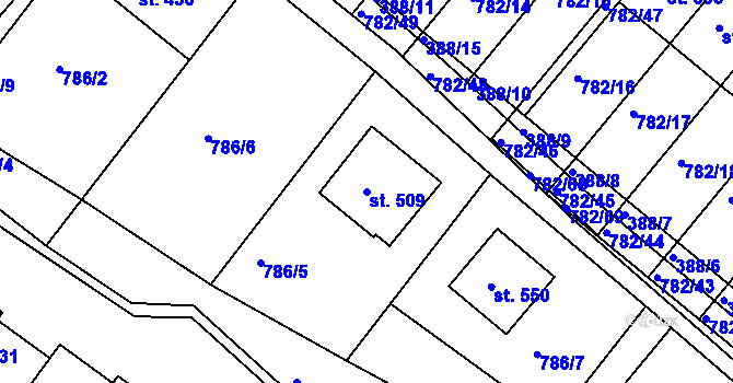 Parcela st. 509 v KÚ Jasenná na Moravě, Katastrální mapa