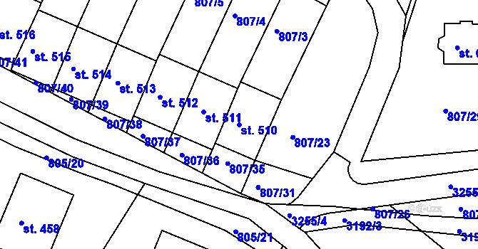 Parcela st. 510 v KÚ Jasenná na Moravě, Katastrální mapa