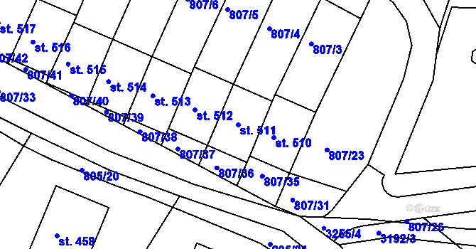 Parcela st. 511 v KÚ Jasenná na Moravě, Katastrální mapa
