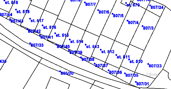 Parcela st. 513 v KÚ Jasenná na Moravě, Katastrální mapa
