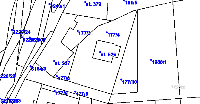 Parcela st. 526 v KÚ Jasenná na Moravě, Katastrální mapa